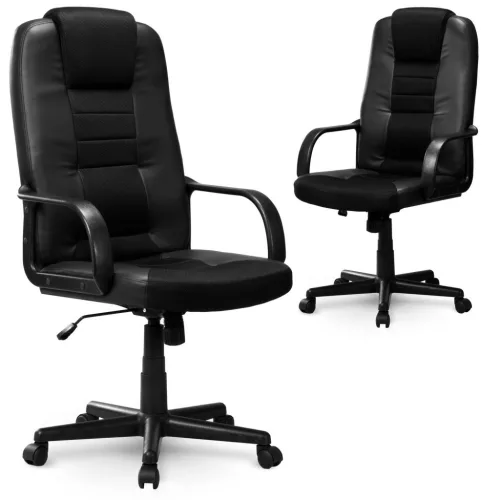 Irodai szék, Sofotel 518B, fekete, 109–118 cm, ergonomikus, dönthető, gázliftes magasságállítás, mikrohálós, műbőr betétekkel, 120 kg teherbírás