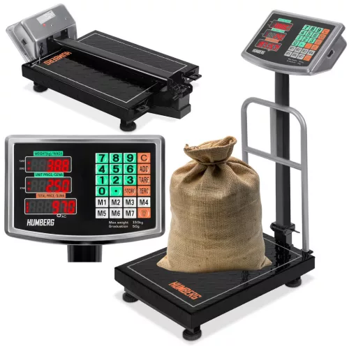 Elektronikus ipari mérleg, Humberg MH-191, fekete, 50 g pontosság, teherbírás: 150 kg