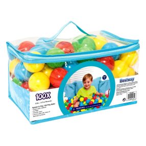   BESTWAY játéklabda szett, 100 darab, vegyes színek, puha műanyag, beltéri és kültéri használatra (52027)