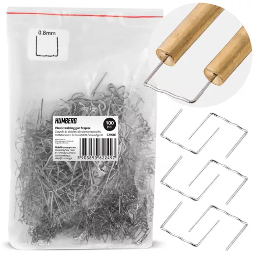 Műanyaghegesztő kapocs, Humberg, C típus, 100 db, hullámszélesség: 8 mm, univerzális, rozsdaálló fém