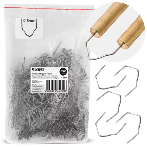 Műanyaghegesztő kapocs, Humberg, D típus, 100 db, hullámszélesség: 8 mm, univerzális, rozsdaálló fém