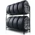 Gumiabroncs tartóállvány, Humberg HM-386, fekete, 120 x 109 x 45 cm, 2 polcos, 8 db kapacitás, acél és alumínium, teherbírás: 150 kg/polc