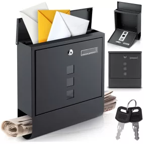   Postaláda, Humberg HM-861, antracit, 34 x 30,5 x 10 cm, galvanizált acél, időjárásálló, újságtartóval, zár 2 kulccsal