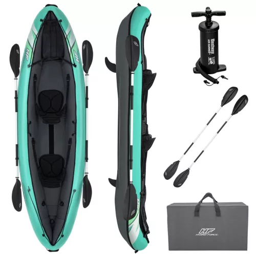 Felfújható kajak, BESTWAY Hydro-Force Ventura X2, türkiz, 330 x 86 cm (2 személyes), PVC, evezővel, pumpával, hordtáskával, javítótapasszal, kivehető ülésekkel, teherbírás: 200 kg (65052)