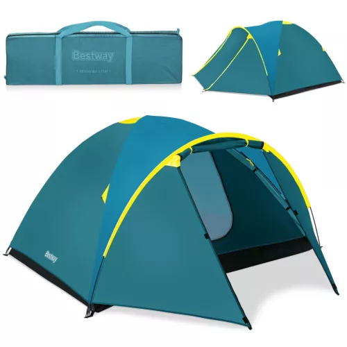 Kemping sátor, BESTWAY Activeridge Ridge 4, türkiz, 210 x 240 x 130 cm, 4 személyes, vízálló, szúnyoghálós, szellőzőrendszerrel, hordtáskával (68091)