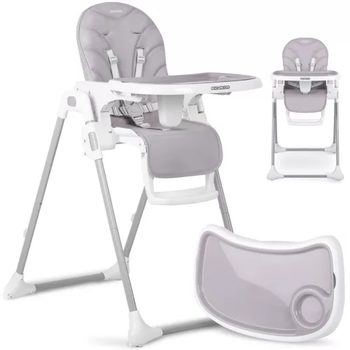 Etetőszék, Ricokids Tulo, lila, összecsukható, állítható, levehető tálcával, 5 pontos biztonsági öv, 2 kerekes láb, lábtartó, teherbírás: 15 kg