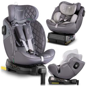  Autósülés, Nukido Prestige Line, világosszürke, 0–36 kg / 40-150 cm, Isofix, i-Size (ECE R129), 12 fokozatú fejtámla, 5 fokozatú döntés, csecsemőbetét, 360°-ban forgatható