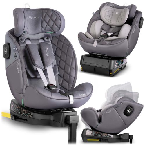 Autósülés, Nukido Prestige Line, világosszürke, 0–36 kg / 40-150 cm, Isofix, i-Size (ECE R129), 12 fokozatú fejtámla, 5 fokozatú döntés, csecsemőbetét, 360°-ban forgatható