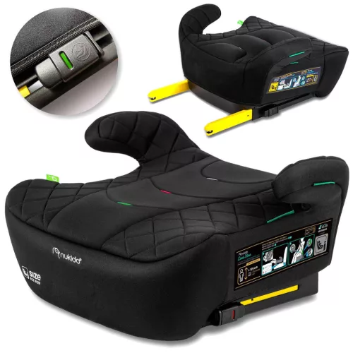 Autós ülésmagasító, Nukido Louis 710200, fekete, 22–36 kg / 125-150 cm, Isofix, i-Size (ECE R129), mosható huzat, 3 pontos rögzítés