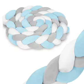   Rácsvédő kiságyba, Ricokids, kék/szürke, 300 x 11,5 cm, antiallergén, mosható, puha tapintású