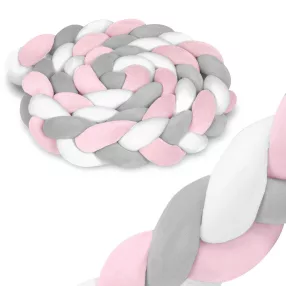   Rácsvédő kiságyba, Ricokids, rózsaszín/szürke, 300 x 11,5 cm, antiallergén, mosható, puha tapintású