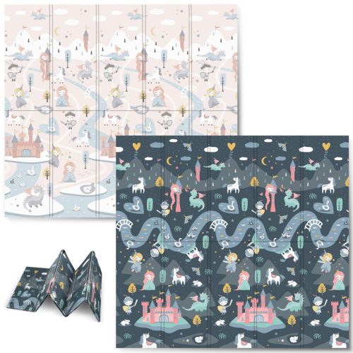 Játszószőnyeg, Nukido NK-340, nappali/éjszakai táj, 200 x 180 cm, összehajtható, kétoldalas, vízálló, 1 cm vastag, XPE hab, csúszásgátló