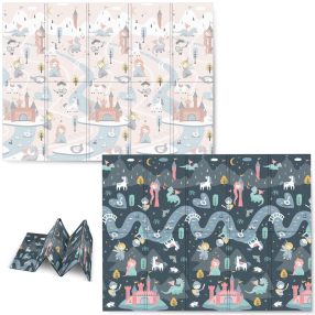   Játszószőnyeg, Nukido NK-341, nappali/éjszakai táj, 200 x 150 cm, összehajtható, kétoldalas, vízálló, 1 cm vastag, XPE hab, csúszásgátló