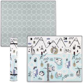   Játszószőnyeg, Nukido NK-342, hegy-völgy útvonal, kék, 180 x 150 cm, feltekerhető, kétoldalas, vízálló, 1,5 cm vastag, XPE hab, csúszásgátló