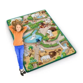   Játszószőnyeg, Ricokids RK-343, állatkerti jelenet, 120 x 92 cm, színezhető, letörölhető, vízálló, feltekerhető, EVA hab, 6 db lemosható filctoll készlettel, 0,3 cm vastag