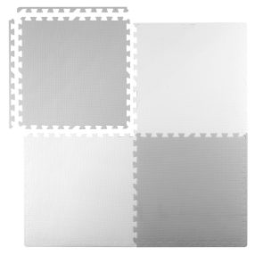   Játszószőnyeg, Ricokids 738200, fehér/szürke, 120 x 120 cm, 4 db-os kirakós szett, összeilleszthető elemek, vastagság: 1 cm, EVA hab