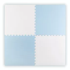   Játszószőnyeg, Ricokids 738202, fehér/kék, 120 x 120 cm, 4 db-os kirakós szett, összeilleszthető elemek, vastagság: 1 cm, EVA hab