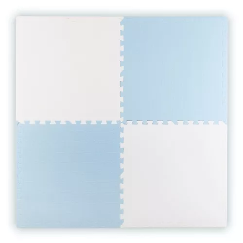 Játszószőnyeg, Ricokids 738202, fehér/kék, 120 x 120 cm, 4 db-os kirakós szett, összeilleszthető elemek, vastagság: 1 cm, EVA hab