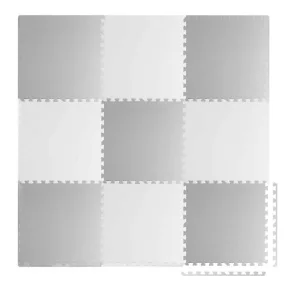   Játszószőnyeg, Ricokids 738231, fehér/szürke, 180 x 180 cm, 9 db-os kirakós szett, összeilleszthető elemek, vastagság: 1 cm, EVA hab