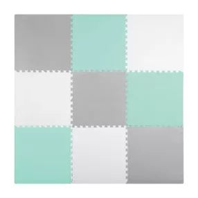   Játszószőnyeg, Ricokids 738232, fehér/szürke/türkiz, 180 x 180 cm, 9 db-os kirakós szett, összeilleszthető elemek, vastagság: 1 cm, EVA hab