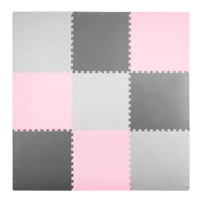   Játszószőnyeg, Ricokids 738234, rózsaszín/szürke, 180 x 180 cm, 9 db-os kirakós szett, összeilleszthető elemek, vastagság: 1 cm, EVA hab