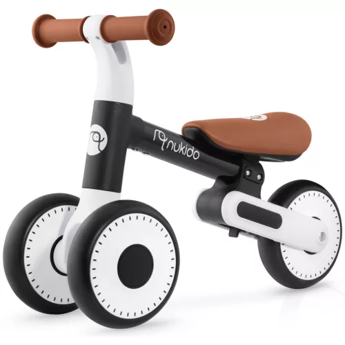 Háromkerekű futóbicikli, Nukido NK-603, fekete, EVA habkerekek 15 cm, állítható ülésmagasság 25-28 cm, kormányfordulás határoló, 12 hónapos kortól (TE760300)