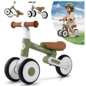   Háromkerekű futóbicikli, Nukido NK-603, zöld, EVA habkerekek 15 cm, állítható ülésmagasság 25-28 cm, kormányfordulás határoló, 12 hónapos kortól (TE760305)