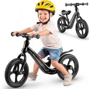   Kétkerekű futóbicikli, Ricokids Funnu, fekete, magnézium váz, EVA habkerekek 29 cm, állítható ülésmagasság 35-42 cm, gumírozott markolatok ütközőkkel, könnyű (TE760500)