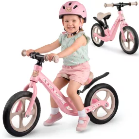   Kétkerekű futóbicikli, Ricokids Funnu, rózsaszín, magnézium váz, EVA habkerekek 29 cm, állítható ülésmagasság 35-42 cm, gumírozott markolatok ütközőkkel, könnyű (TE760503)