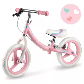  Kétkerekű futóbicikli, Ricokids Fun Adventure, rózsaszín, acél váz, EVA hab kerekek 29 cm, állítható ülésmagasság 32-42 cm, hátsó fék, ultrakönnyű (TE760801)