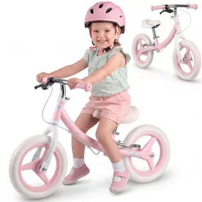   Kétkerekű futóbicikli, Ricokids Fun Adventure, rózsaszín, acél váz, EVA hab kerekek 29 cm, állítható ülésmagasság 32-42 cm, hátsó fék, ultrakönnyű (TE760801)