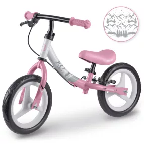   Kétkerekű futóbicikli, Ricokids Fun Adventure, pink, acél váz, EVA hab kerekek 29 cm, állítható ülésmagasság 32-42 cm, hátsó fék, ultrakönnyű (TE760803)