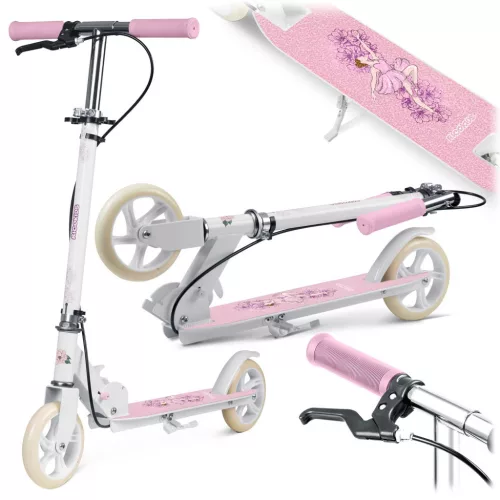 Gyerek roller, Ricokids Kodi, rózsaszín, 14,5 cm PU kerekek, összecsukható, állítható kormány, kézifék és lábfék, ABEC-7 csapágy, 3–8 éveseknek, max. 50 kg