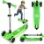 Háromkerekű roller, Ricokids Jelly, zöld, LED világítás a kerekekben és a fellépőben, balanszos irányítás, állítható alumínium kormány, max. 50 kg
