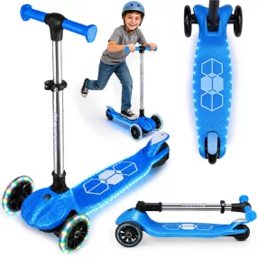   Háromkerekű roller, Ricokids Jelly, kék, LED világítás a kerekekben és a fellépőben, balanszos irányítás, állítható alumínium kormány, max. 50 kg