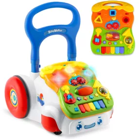   Járássegítő játék, Ricokids RK-744, fehér, 2 az 1-ben, fény és hanghatások, kivehető panel, csúszásgátló és fékezhető kerekek, hangerőszabályzós, 6 hó+