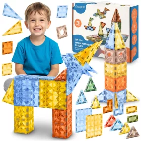   Mágneses játékkészlet, Ricokids RK-766, 78 db, építőkockák, oktató, kreatív, fejlesztő, gyerekeknek, 3 éves kortól