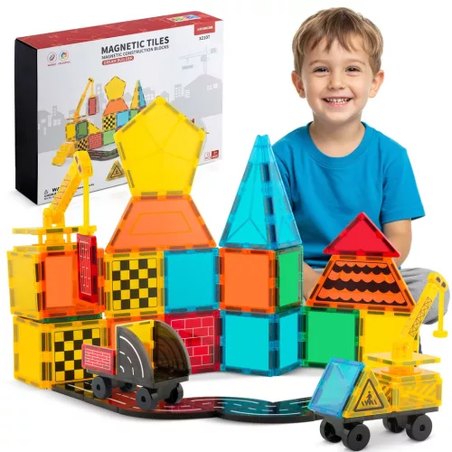 Mágneses játékkészlet, Ricokids RK-780, 72 db, többszínű, építőkockák, mágneses elemek, számos építési lehetőség, 3 éves kortól