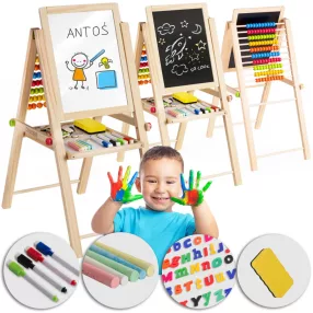  Mágneses rajztábla, Ricokids, 62 x 28 x 44 cm, kétoldalas (mágneses és krétás tábla), összecsukható, forgatható, kivehető tábla, számolókeret, kiegészítőkkel