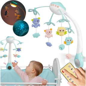   Oktatójáték, Ricokids RK-813, kék, zenélő forgó, távirányítós, projektoros, 13 dallam, időzíthető: 10/20/30 perc, elemes (3 x AAA, nem tartozék)