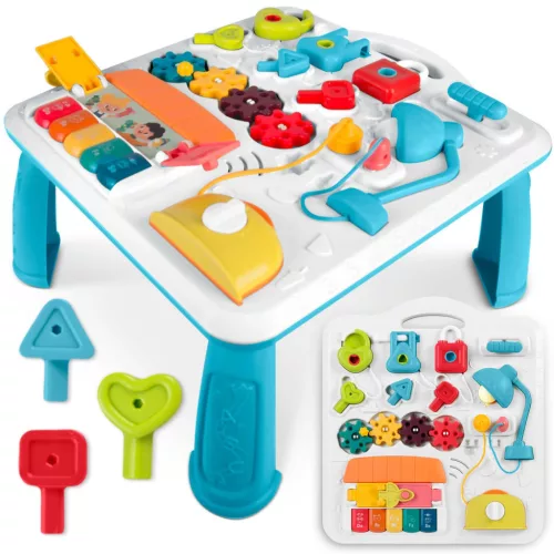 Gyerek játékasztal, Ricokids, zenélő oktatóasztal levehető táblával, 41 x 38 x 21 cm, LED fény, 2 fokozatú hangerő, elemes (3x AA)