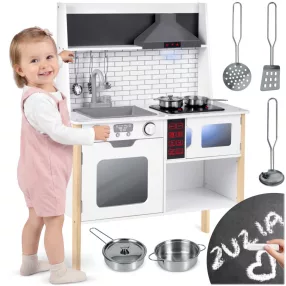   Játékkonyha, Ricokids RC-846, 95 x 70 x 29,5 cm, fa és MDF, interaktív elemekkel, LED világítással és főzési hangokkal