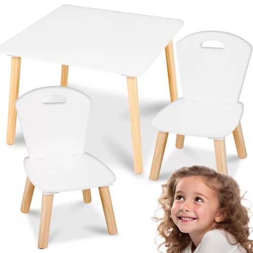 Fa játékasztal, Ricokids RC-848, asztal + 2 szék, fa és MDF, UV-álló, lekerekített élek, stabil kivitel