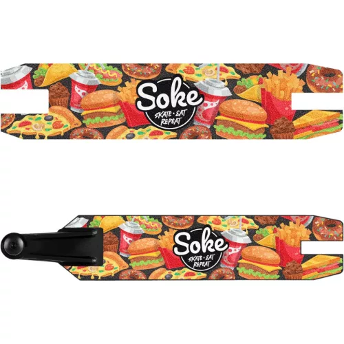Roller Gripszalag, SOKE, GO! Fast Food, gyorséttermi ételek minta, 47,1 x 9,3 cm, csiszolópapír felületű, SOKE GO! rollerekkel kompatibilis
