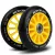 Roller kerék szett, SOKE, sárga, 10 cm, 2 db, ABEC-9 csapágy, 88A keménységű PU, 0,8 cm tengely