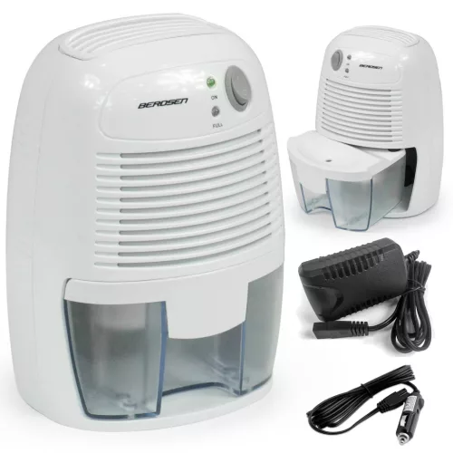 Páramentesítő, Berdsen BR-68W, fehér, 500 ml tartály, ultracsendes 30 dB, Peltier‑technológia, vízszint‑érzékelő, energiatakarékos, 23 W, 12 V autós adapterrel