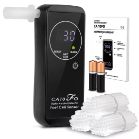   Alkoholteszter, szonda, K-PRO CA-10FO, fekete, elektrokémiai technológia, 50 db fúvókával, elemes (2 x AA - tartozék)