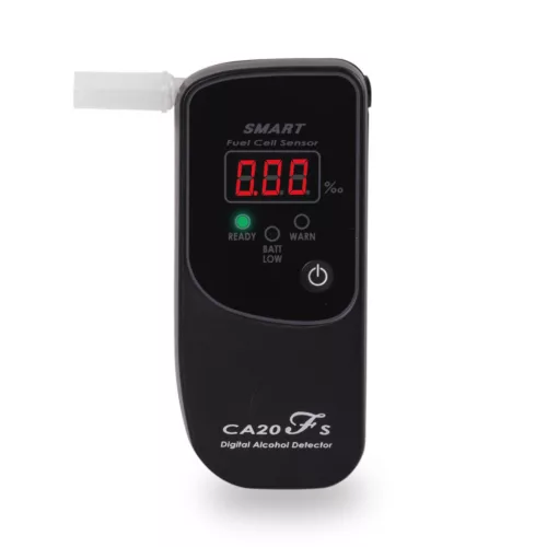 Alkoholteszter, szonda, K-PRO CA 20FS, fekete, elektrokémiai technológia, üzemanyagcellás érzékelő, piros LED kijelző, háromszínű státuszfény, 5 db fúvóka, elemes (2 x AAA - nem tartozék)