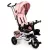 Háromkerekű tricikli, ECOTOYS JM-068-17, rózsaszín, forgatható ülés, levehető napellenző, szülőkormány, 5 pontos biztonsági öv, karfa, dönthető háttámla, tartós kerekek, teherbírás: 25 kg