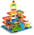 Játék parkolóház, ECOTOYS HM013290, fa, 3 szintes, 50 x 39,5 x 47 cm, mozgó felvonóval, 4 autóval és helikopterrel, autómosóval és benzinkúttal